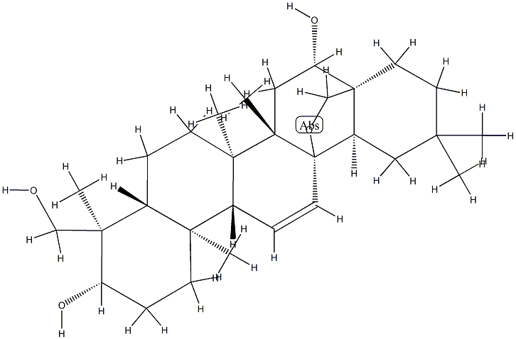 (4R)-13,28-Epoxyolean-11-ene-3β,16β,23-triol 结构式