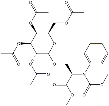 N-[[(Benzyl)oxy]carbonyl]-3-[(2-O,3-O,4-O,6-O-tetraacetyl-β-D-galactopyranosyl)oxy]-L-alanine methyl ester 结构式