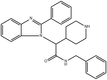 N-苄基-2-(2-苯基-1H-苯并[D]咪唑-1-基)-2-(哌啶-4-基)乙酰胺 结构式