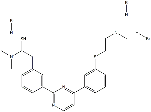 2-[3-[4-[3-(2-dimethylaminoethylsulfanyl)phenyl]pyrimidin-2-yl]phenyl] sulfanyl-N,N-dimethyl-ethanamine trihydrobromide 结构式