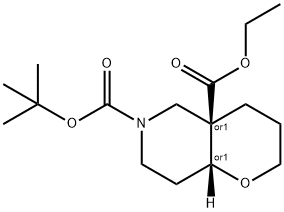 (4AR,8AR)-6-叔-丁基 4A-乙基六氢-2H-吡喃并[3,2-C]吡啶-4A,6(7H)-二甲酸基酯 结构式