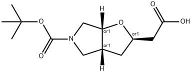 Racemic-2-((2S,3aS,6aS)-5-(tert-butoxycarbonyl)hexahydro-2H-furo[2,3-c]pyrrol-2-yl)acetic acid 结构式