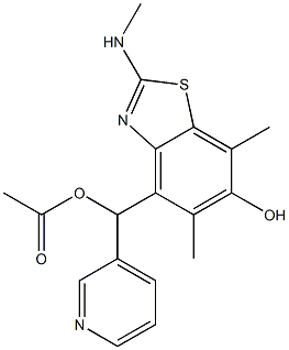 4-Benzothiazolemethanol,  6-hydroxy-5,7-dimethyl-2-(methylamino)--alpha--3-pyridinyl-,  -alpha--acetate  (9CI) 结构式