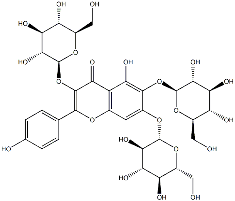 6-羟基山奈酚 3,6,7-三葡萄糖苷 结构式
