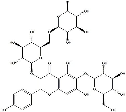 6-羟基山奈酚 3-芸香糖-6-葡萄糖苷 结构式