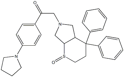 2-(2-oxo-5,5-diphenyl-2$l^{4}-thia-8-azabicyclo[4.3.0]non-8-yl)-1-(4-p yrrolidin-1-ylphenyl)ethanone 结构式