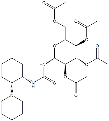 N-[(1S,2S)-2-(1-哌啶氨基)环己基]-N'-(2,3,4,6-四-O-乙酰基-Β-D-吡喃葡萄糖基)硫脲 结构式