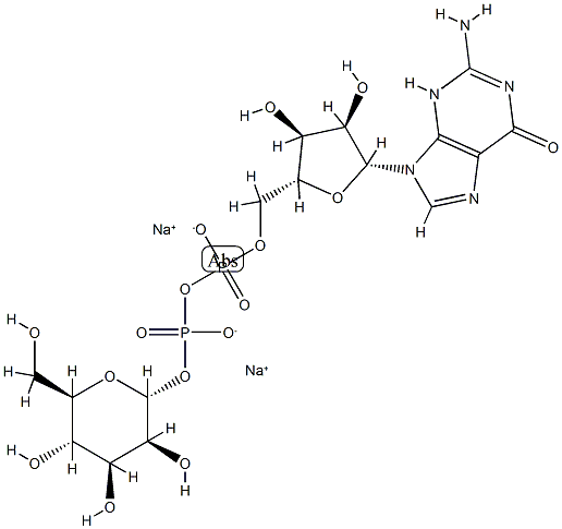 鸟苷 5'-(三氢二磷酸酯) P'-ALPHA-D-甘露糖基酯二钠盐 结构式