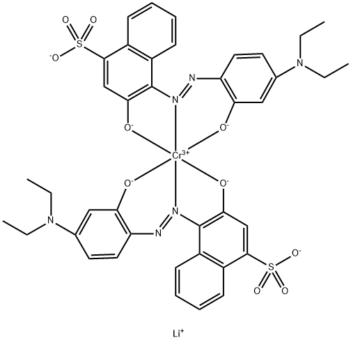 trilithium bis(4-((4-(diethylamino)-2-hydroxyphenyl)azo)-3-hydroxy-1-naphthalenesulfonato(3-))chromate(3-) 结构式