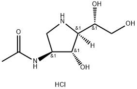 Acetamide, N-5-(1,2-dihydroxyethyl)-4-hydroxy-3-pyrrolidinyl-, monohydrochloride, 3S-3.alpha.,4.beta.,5.alpha.(R*)- 结构式