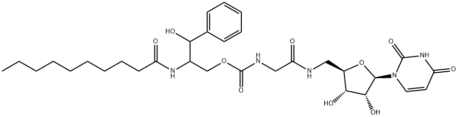 5'-((N-(2-decanoylamino-3-hydroxy-3-phenylpropyloxycarbonyl)glycyl)amino)-5'-deoxyuridine 结构式