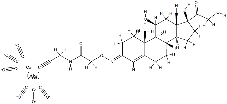 11beta,17alpha,21-trihydroxypregn-4-ene-20-one-3-(O-(N-propargyl)carbamoylmethyl)oxime hexacarbonyldicobalt 结构式