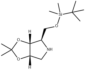 (3AR,4R,6AS)-4-[[[(叔丁酯)二甲基硅烷基]氧基]甲基]四氢-2,2-二甲基-4H-1,3-二氧杂环戊烯并[4,5-C]吡咯 结构式
