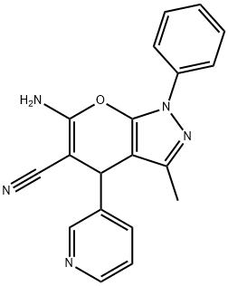 6-amino-3-methyl-1-phenyl-4-(3-pyridinyl)-1,4-dihydropyrano[2,3-c]pyrazole-5-carbonitrile 结构式