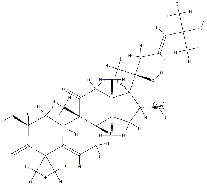 (9β,10α,23E)-2β,16α,20,25-Tetrahydroxy-9-methyl-19-norlanosta-5,23-diene-3,11-dione 结构式