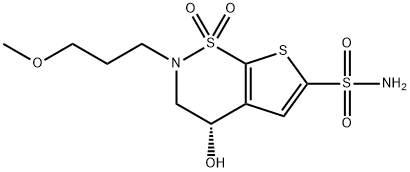 (S)-3,4-二氢-4-羟基-2-(3-甲氧丙基)-2H-噻吩并[3,2-E]-1,2-噻嗪-6-磺酰胺 1,1-二氧化物 结构式