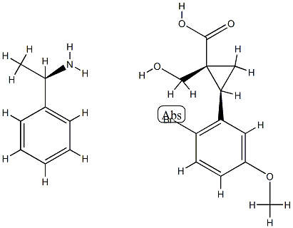 (1R,2R)-2-(2-溴-5-甲氧基苯基)-1-(羟基甲基)环丙烷羧酸与(ALPHAR)-ALPHA-甲基苯甲胺的化合物 结构式