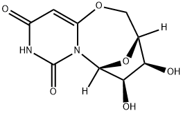 (3R)-3,4,5,6-Tetrahydro-4β,5β-dihydroxy-3β,6β-epoxy-2H,8H-pyrimido[6,1-b][1,3]oxazocine-8,10(9H)-dione 结构式