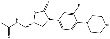 (S)-N-((3-(3-氟-4-哌嗪-1-基苯基)-2-氧代噁唑烷-5-基)甲基)-乙酰胺 结构式