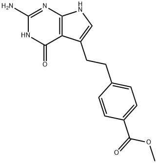 4-[2-(2-氨基-4,7-二氢-4-氧-1H-吡咯[2,3-d]嘧啶-5-基)乙基]苯甲酸甲酯 结构式