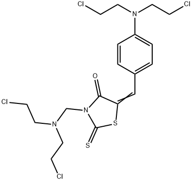 3-[bis(2-chloroethyl)aminomethyl]-5-[[4-[bis(2-chloroethyl)amino]phenyl]methylidene]-2-sulfanylidene-1,3-thiazolidin-4-one 结构式