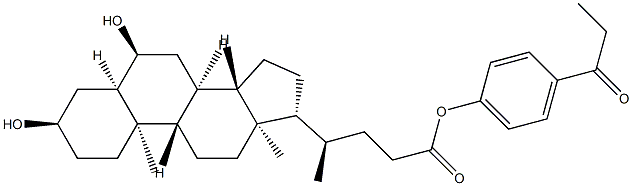 (3α,5β,6α)-3,6-Dihydroxycholan-24-oic Acid 4-(1-Oxopropyl)phenyl Ester 结构式
