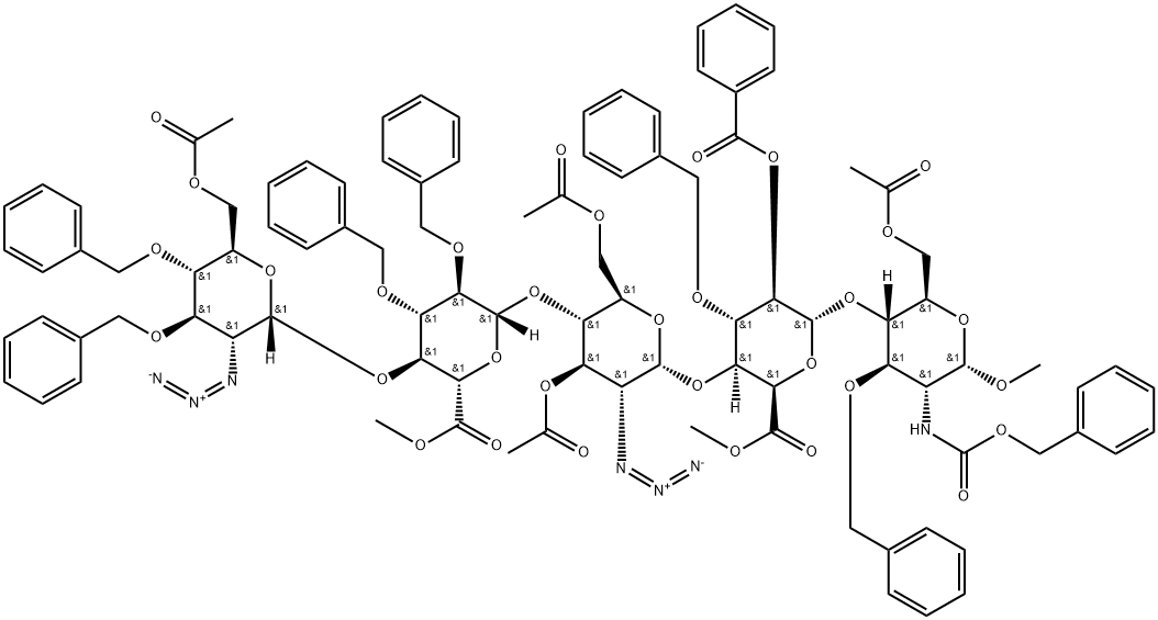 4)-2-脱氧-2-[[苄氧羰基]氨基]-3-O-苄基-ALPHA-D-吡喃葡萄糖苷 6-乙酸酯 结构式