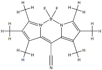 [[(3,4,5-三甲基-1<I>H</I>-吡咯-2-基)(3,4,5-三甲基-2<I>H</I>-吡咯-2-亚基)甲基]腈](二氟硼烷) 结构式