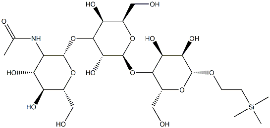 2-(trimethylsilyl)ethyl 4-O-(3-O-(2-deoxy-2-acetamido-glucopyranosyl)galactopyranosyl)galactopyranoside 结构式