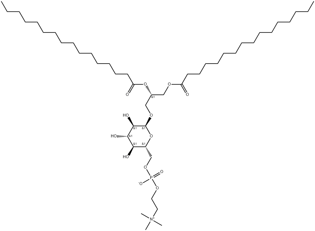 alpha-D-Glucopyranoside, 2,3-bis((1-oxohexadecyl)oxy)propyl, 6-(2-(tri methylammonio)ethyl hydrogenphosphate), inner salt, (S)- 结构式