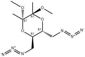 (2S,3S,5R,6R)-5,6-双(叠氮甲基)-2,3-二甲氧基-2,3-二甲基-1,4-二氧己环 结构式