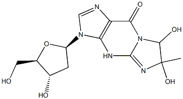 3-(2-deoxypentofuranosyl)-3,5,6,7-tetrahydro-6,7-dihydroxy-6-methyl-9H-imidazo(1,2-a)purin-9-one 结构式