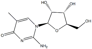 2-氨基-5-甲基-1-BETA-D-呋喃核糖基-4(1H)-嘧啶酮 结构式