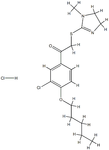 1-(3-chloro-4-pentoxy-phenyl)-2-[(1-methyl-4,5-dihydroimidazol-2-yl)su lfanyl]ethanone hydrochloride 结构式