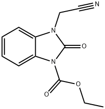 1H-?Benzimidazole-?1-?carboxylic acid, 3-?(cyanomethyl)?-?2,?3-?dihydro-?2-?oxo-?, ethyl ester 结构式