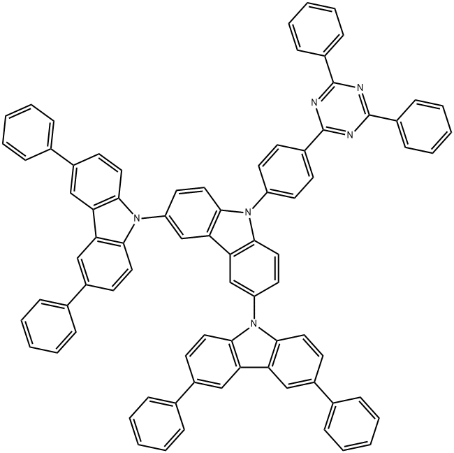 9'-[4-(4,6-二苯基-1,3,5-三嗪-2-基)苯基]-9,3':6',9''-叔-9H-咔唑 结构式