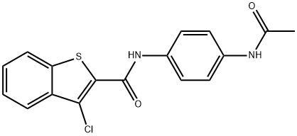 N-[4-(acetylamino)phenyl]-3-chloro-1-benzothiophene-2-carboxamide 结构式