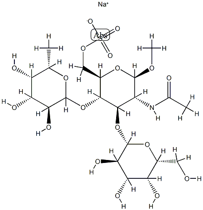 methyl O-galactopyranosyl-1-3-O-(fucopyranosyl-1-4)-2-acetamido-2-deoxy-6-O-sulfoglucopyranoside 结构式