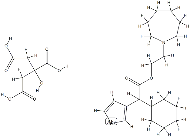 2-(hexahydro-1H-azepin-1-yl)ethyl alpha-cyclohexylthiophene-3-acetate, compound with citric acid (1:1) 结构式