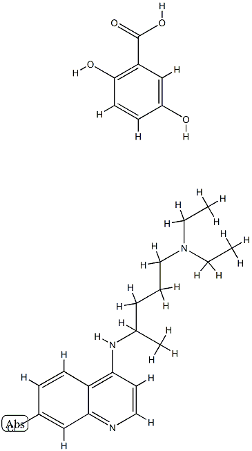 2,5-dihydroxybenzoic acid, compound with N4-(7-chloro-4-quinolyl)-N1,N1-diethylpentane-1,4-diamine 结构式