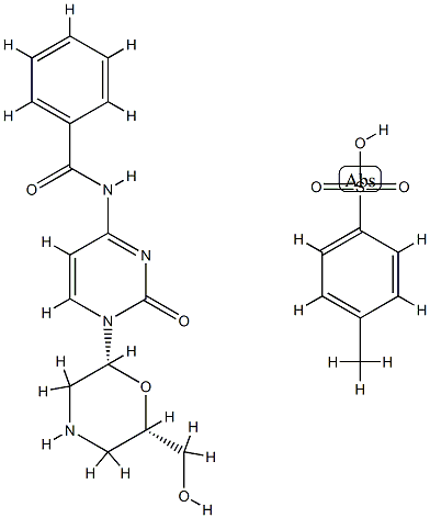 (2R-顺式)-N-[1,2-二氢-1-[6-(羟基甲基)-2-吗啉基]-2-氧代-4-嘧啶基]-苯甲酰胺单(4-甲基苯磺酸)盐 结构式