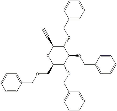 3,7-脱水-1,2-二脱氧-4,5,6,8-四-O-(苯基甲基)-D-甘油型-D-古洛-辛-1-炔糖醇 结构式