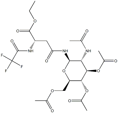 N4-(2-Acetylamino-3-O,4-O,6-O-triacetyl-2-deoxy-β-D-glucopyranosyl)-N2-trifluoroacetyl-L-asparagine ethyl ester 结构式