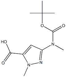 3-((叔-丁氧羰基)(甲基)氨基)-1-甲基-1H-吡唑-5-羧酸 结构式