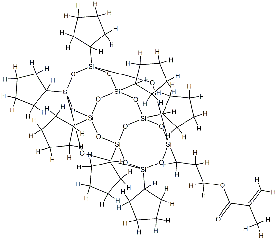 3-(3,5,7,9,11,13,15-七环戊基戊-环辛硅氧烷基)甲基丙烯酸丙酯 结构式