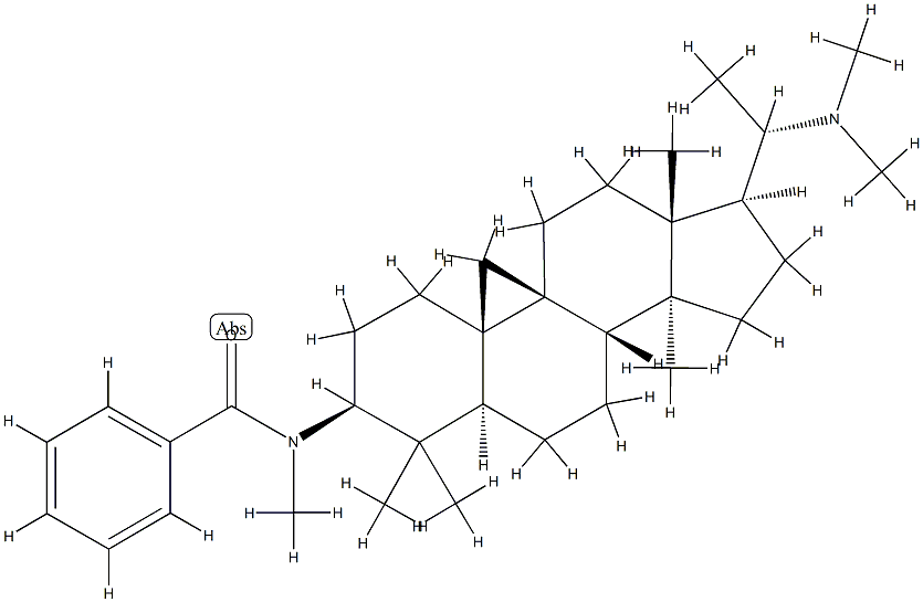 N-[(20S)-20-(Dimethylamino)-4,4,14-trimethyl-9,19-cyclo-5α-pregnan-3β-yl]-N-methylbenzamide 结构式