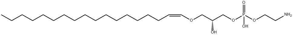 1-O-1'-(Z)-OCTADECENYL-2-HYDROXY-SN-GLYCERO-3-PHOSPHOETHANOLAMINE;C18(PLASM) LPE 结构式