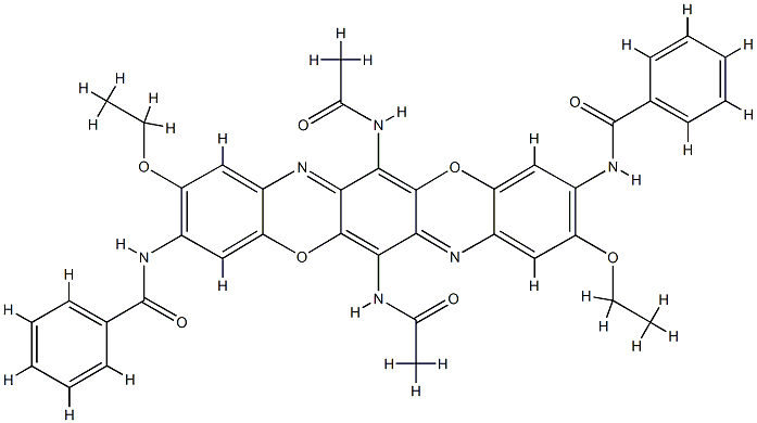 N,N'-(6,13-二乙酰氨基-2,9-二乙氧基-3,10-三苯并二恶嗪二基)二苯甲酰胺 结构式