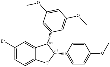 (2S,3R)-5-溴-3-(3,5-二甲氧苯基)-2-(4-甲氧苯基)-2,3-二氢苯并呋喃 结构式