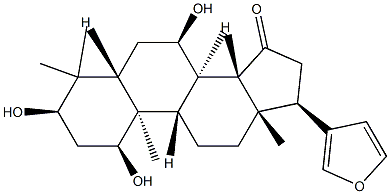 (13α,17α)-21,23-Epoxy-1α,3α,7α-trihydroxy-4,4,8-trimethyl-24-nor-5α-chola-20,22-dien-15-one 结构式